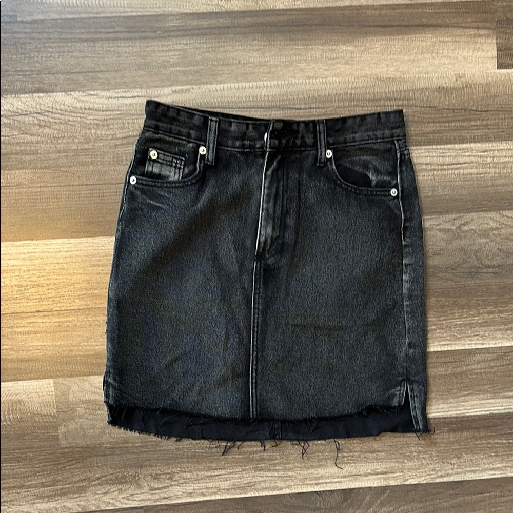 Black Denim Mini Skirt